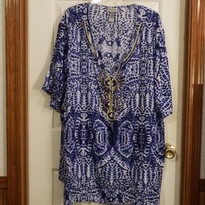 Catherine's short sleeve beaded v neck blouse.